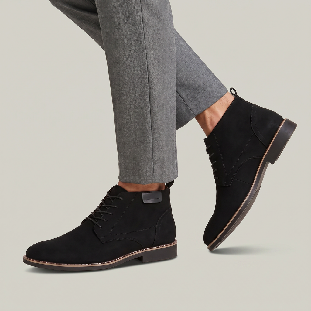 Men’s Lace-Up Ankle Boots - Round Toe Regular Fit