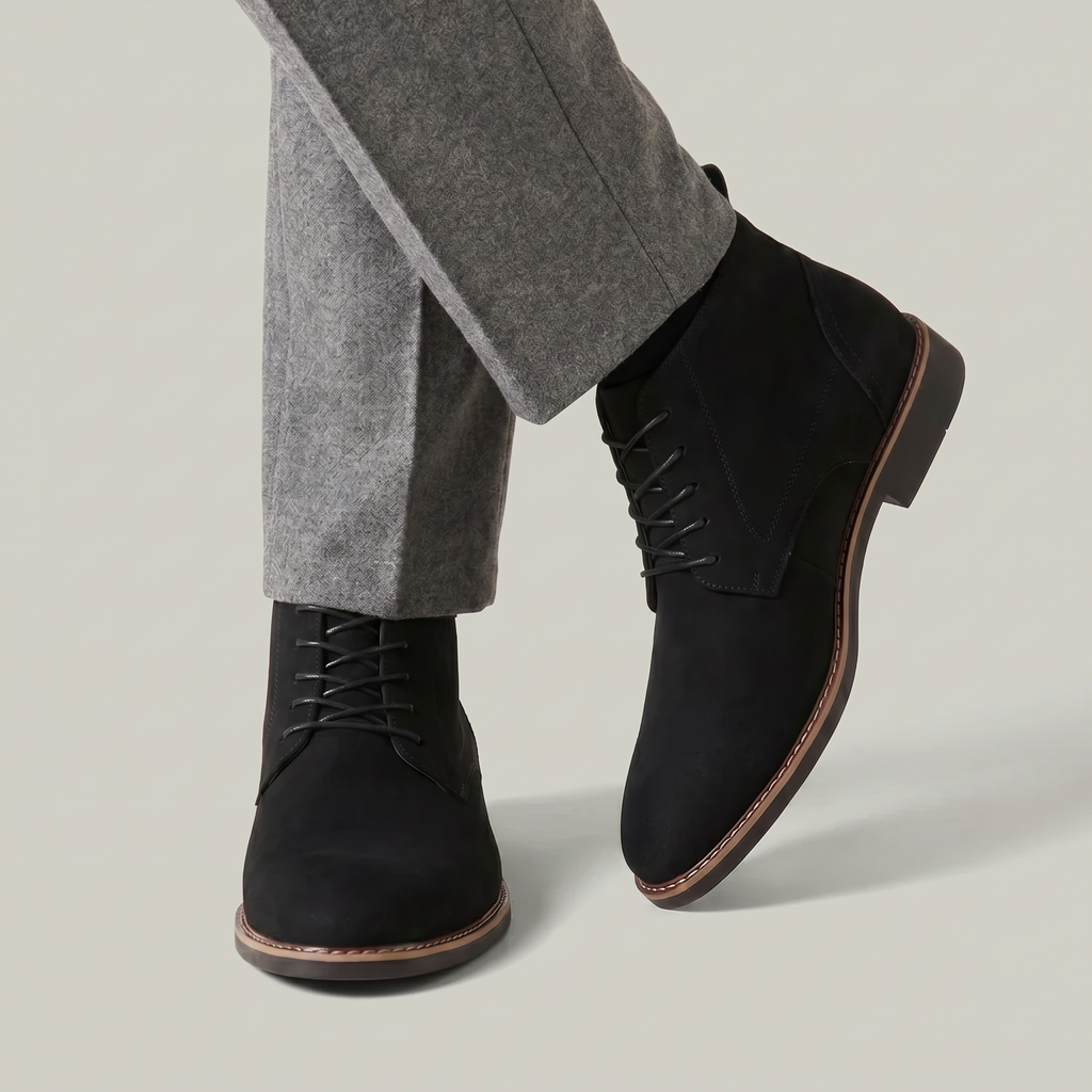 Men’s Lace-Up Ankle Boots - Round Toe Regular Fit