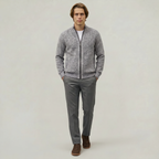 Men’s Full Zip Jacket- Stand Collar Long Sleeve Regular Fit