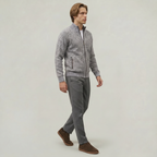 Men’s Full Zip Jacket- Stand Collar Long Sleeve Regular Fit