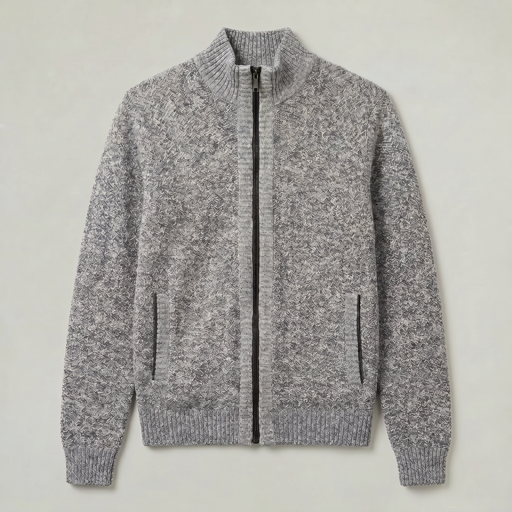 Men’s Full Zip Jacket- Stand Collar Long Sleeve Regular Fit