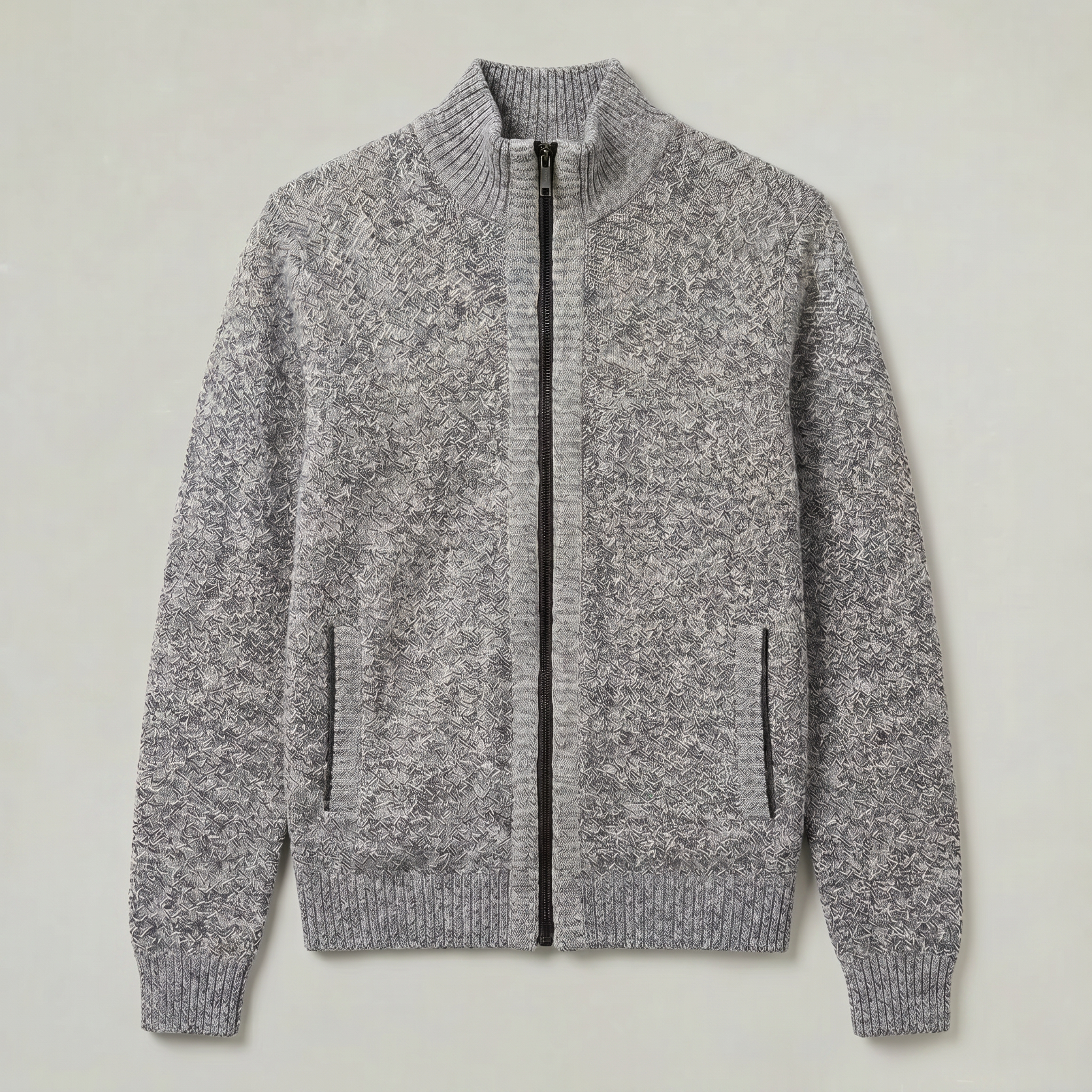 Men’s Full Zip Jacket- Stand Collar Long Sleeve Regular Fit