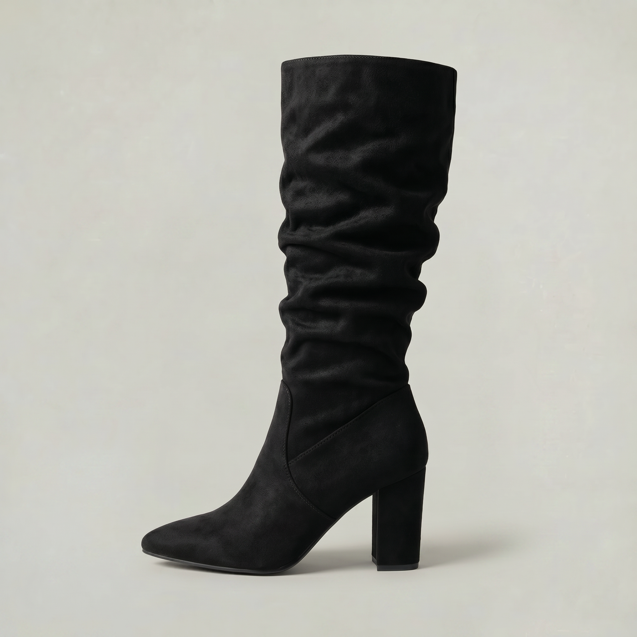 Women's Leather Knee-High Boots – Slouch Heeled Tall Boots