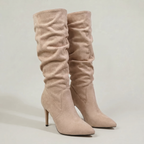 Women's Leather Knee-High Boots – Slouch Heeled Tall Boots