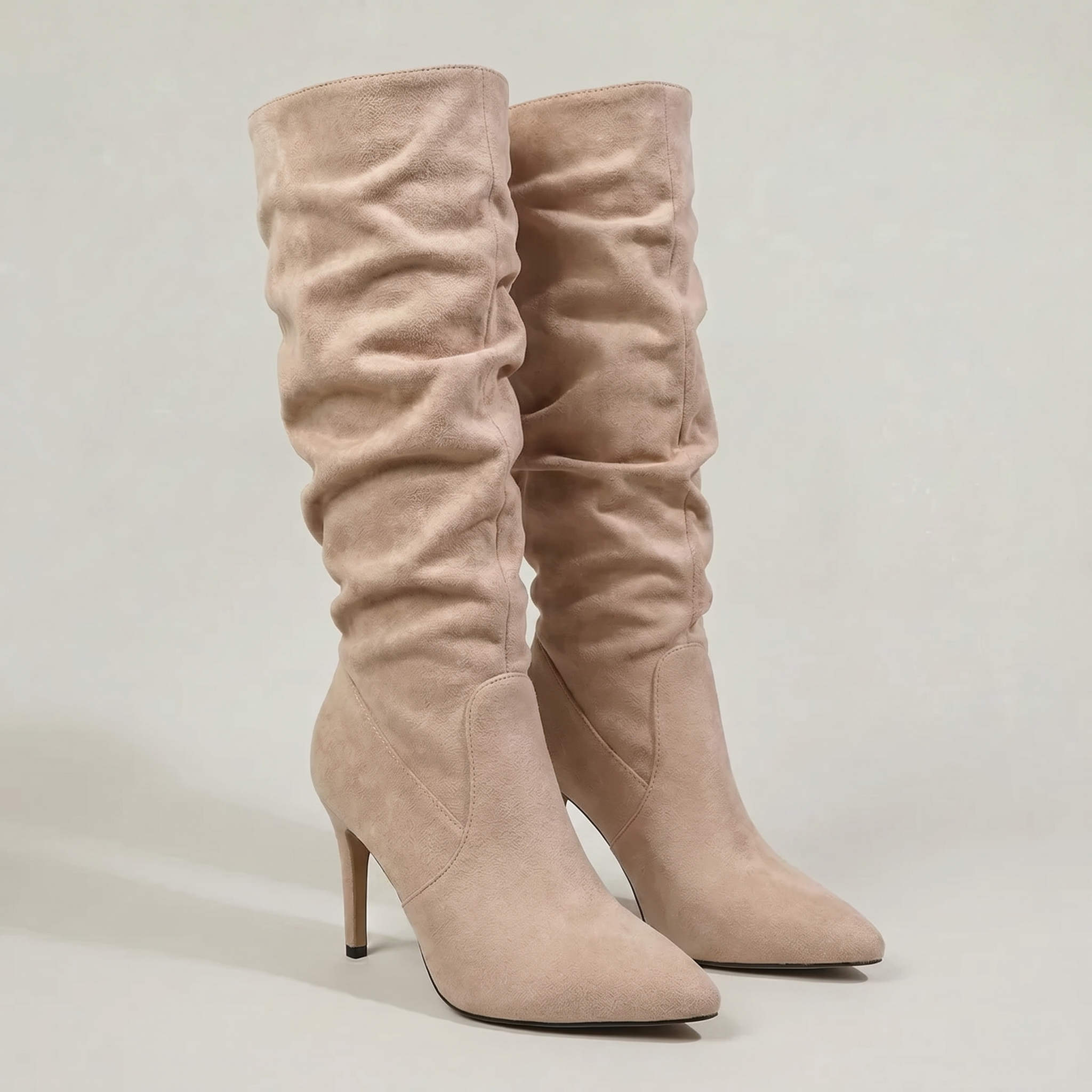 Women's Leather Knee-High Boots – Slouch Heeled Tall Boots
