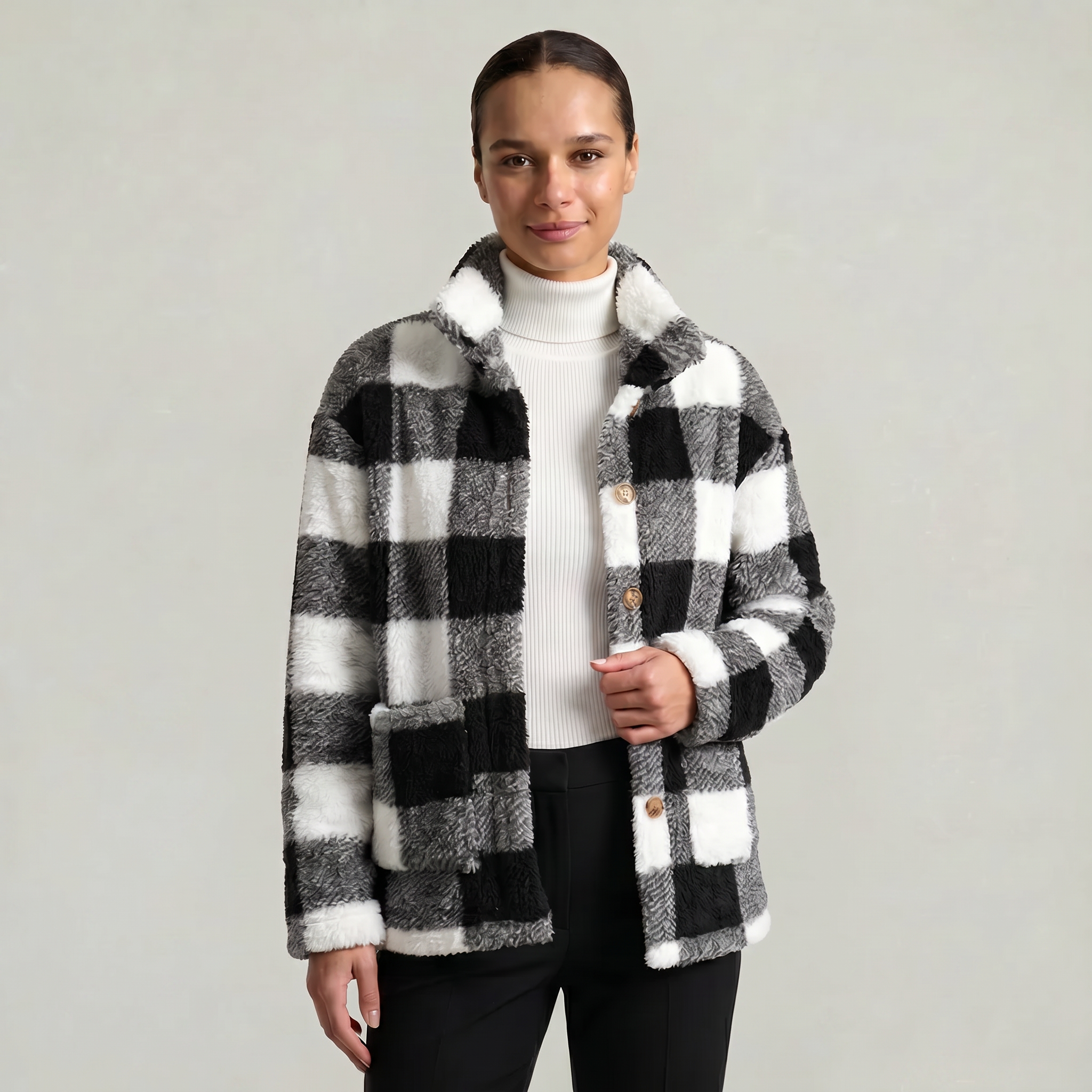 Women’s Plaid Jacket - Button Front Regular Fit