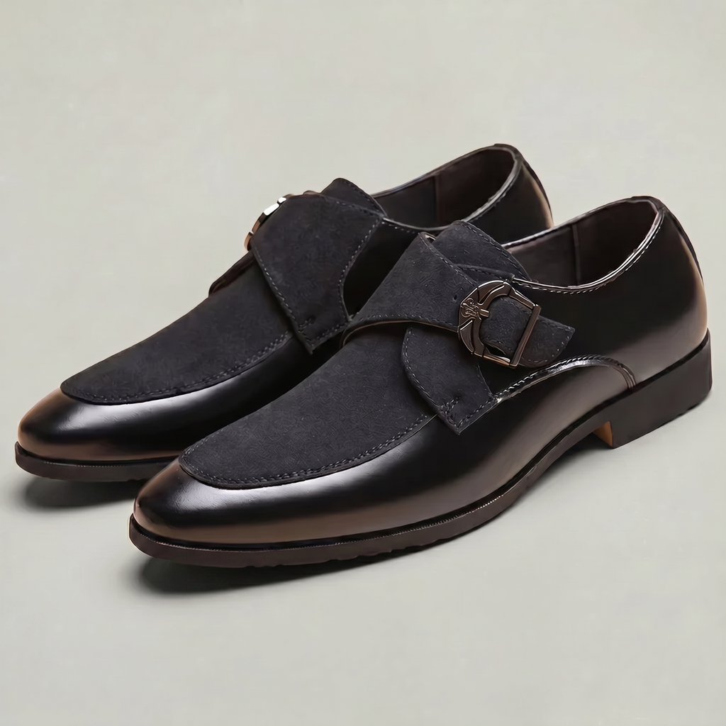 Men’s Monk Strap Dress Shoes - Slip-On Pointed-Toe Shoes