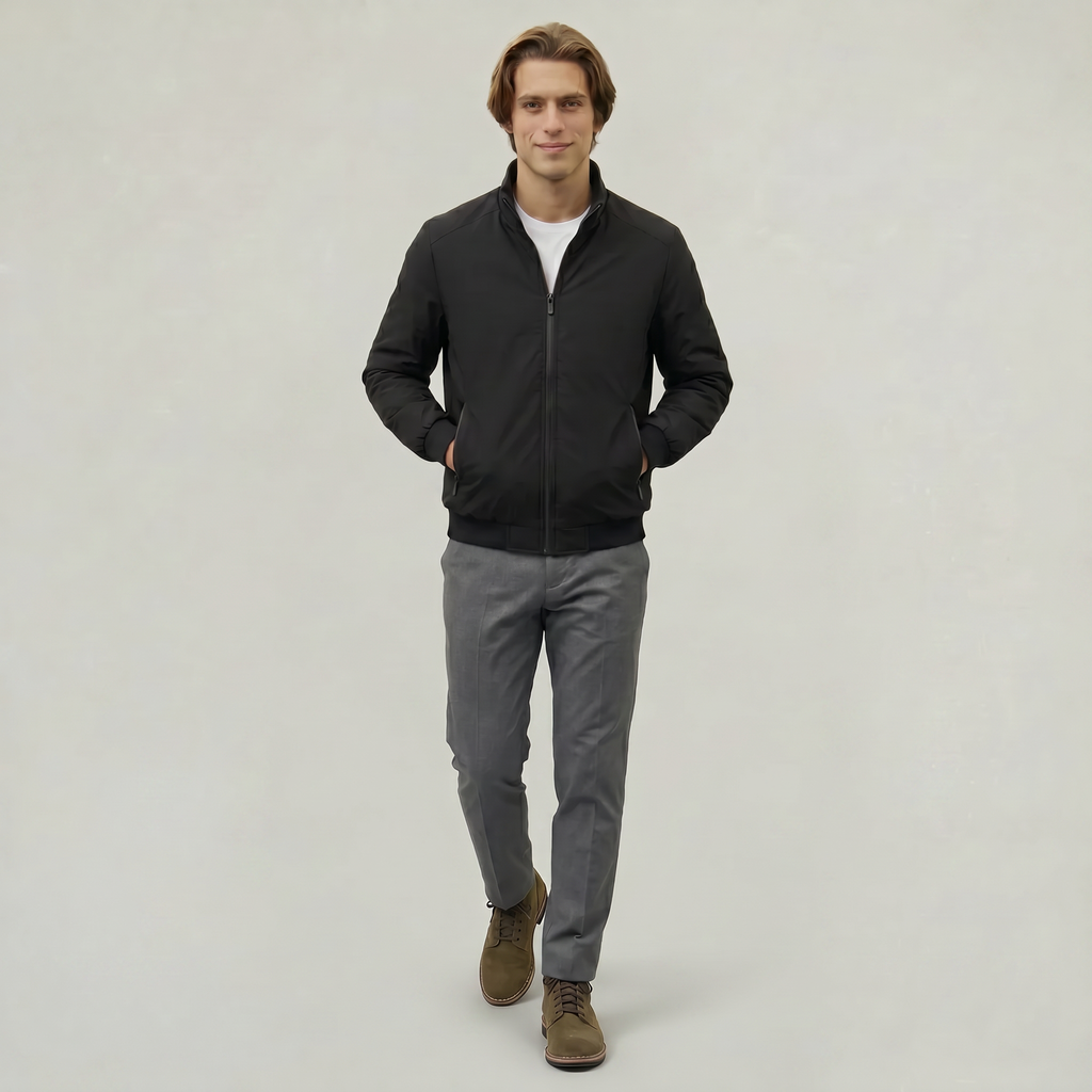 Men’s Full Zip Padded Coat - Stand Collar Regular Fit