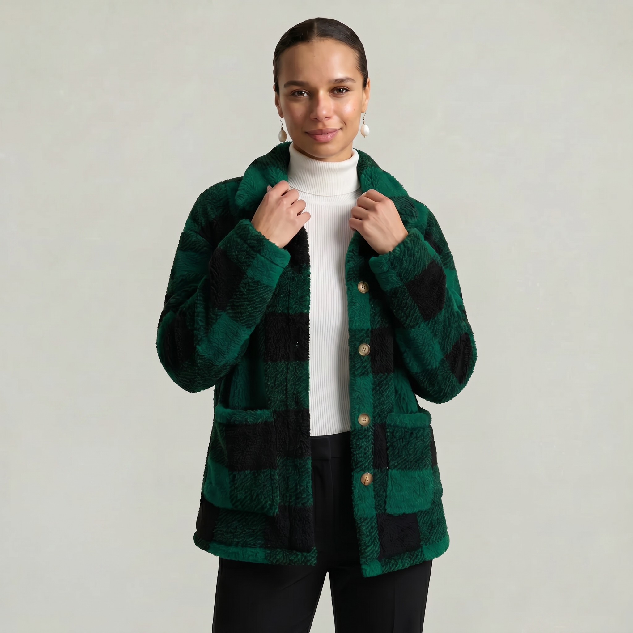Women’s Plaid Jacket - Button Front Regular Fit
