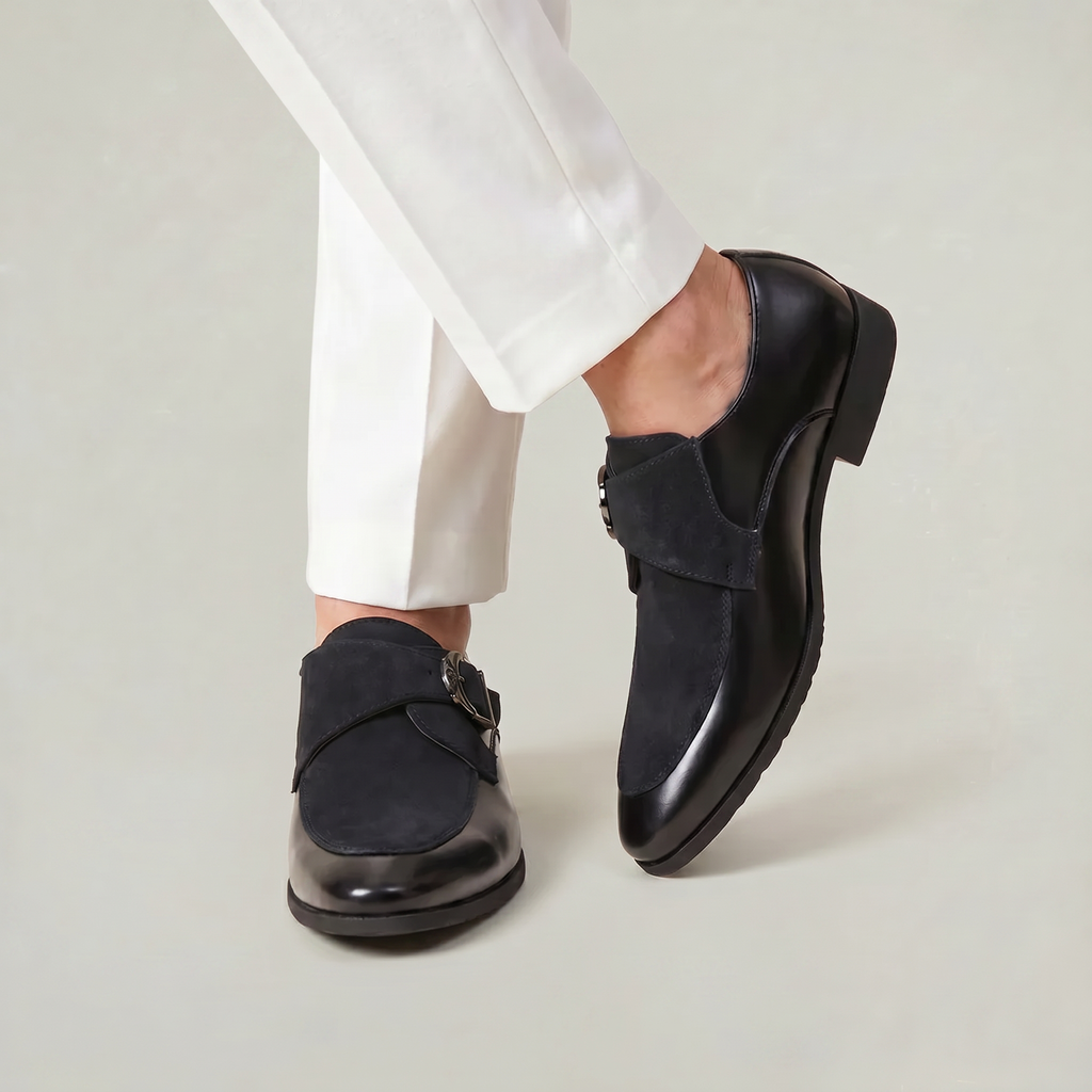 Men’s Monk Strap Dress Shoes - Slip-On Pointed-Toe Shoes