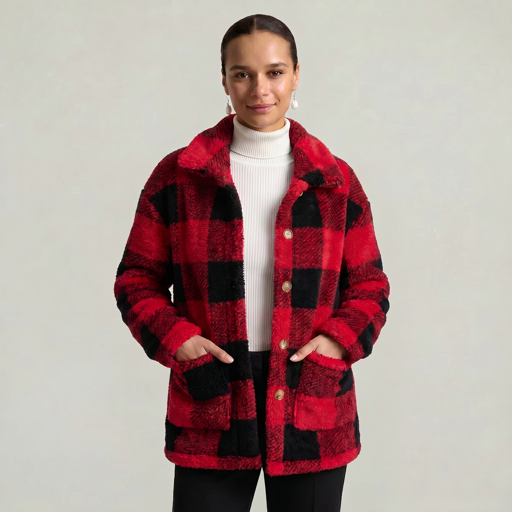 Women’s Plaid Jacket - Button Front Regular Fit