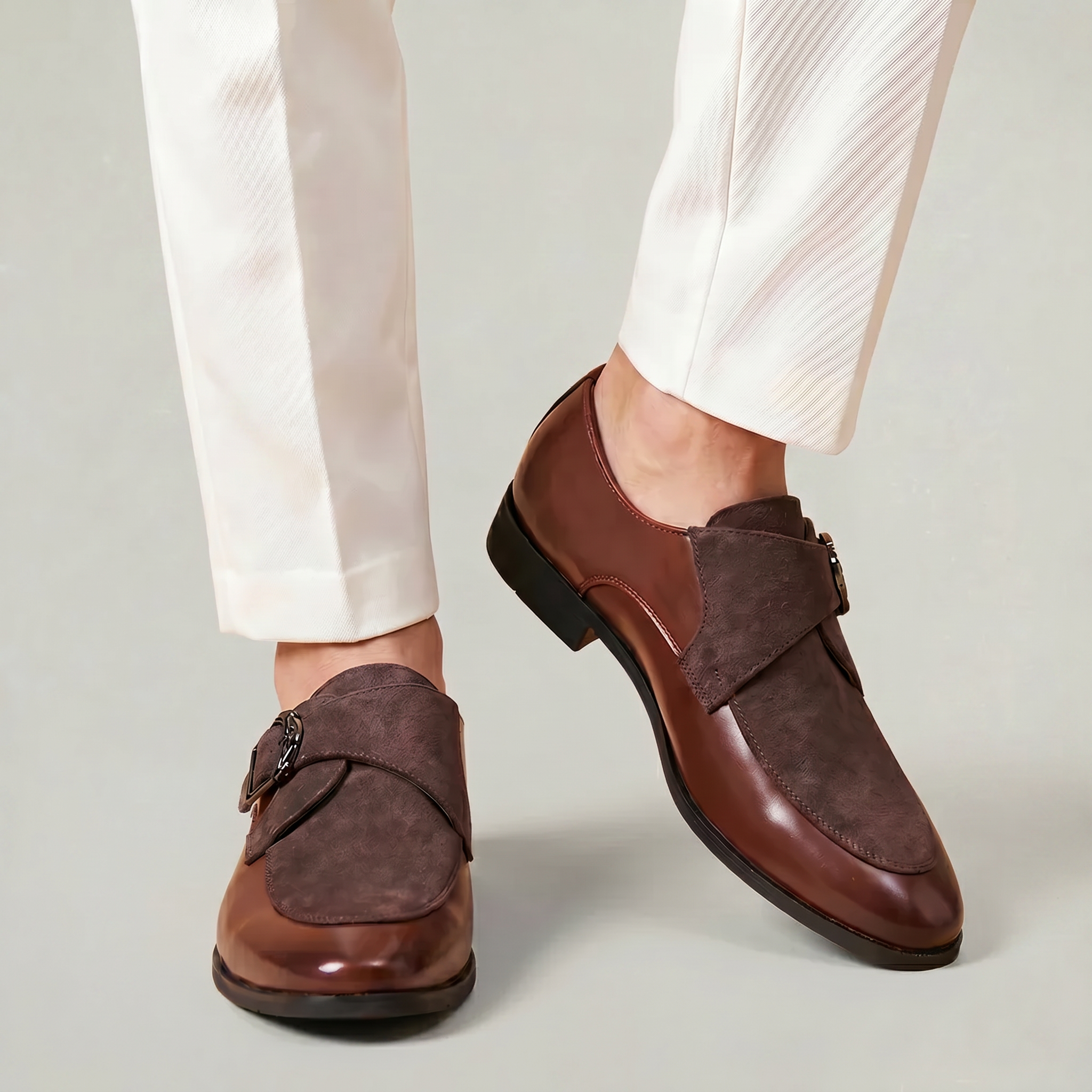 Men’s Monk Strap Dress Shoes - Slip-On Pointed-Toe Shoes