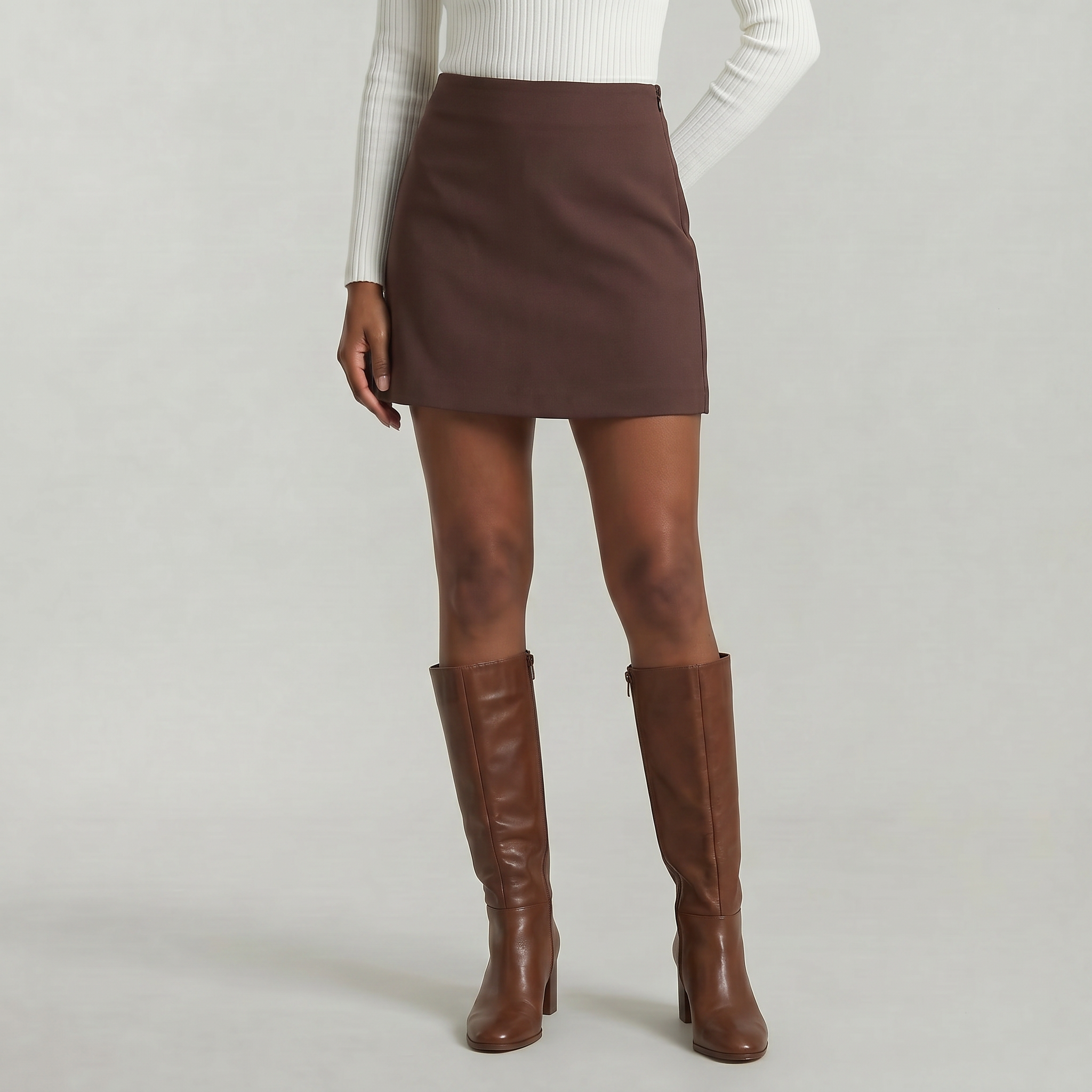 Women’s Solid Skort - High Waist Side Zipper Mini Shorts Skirt
