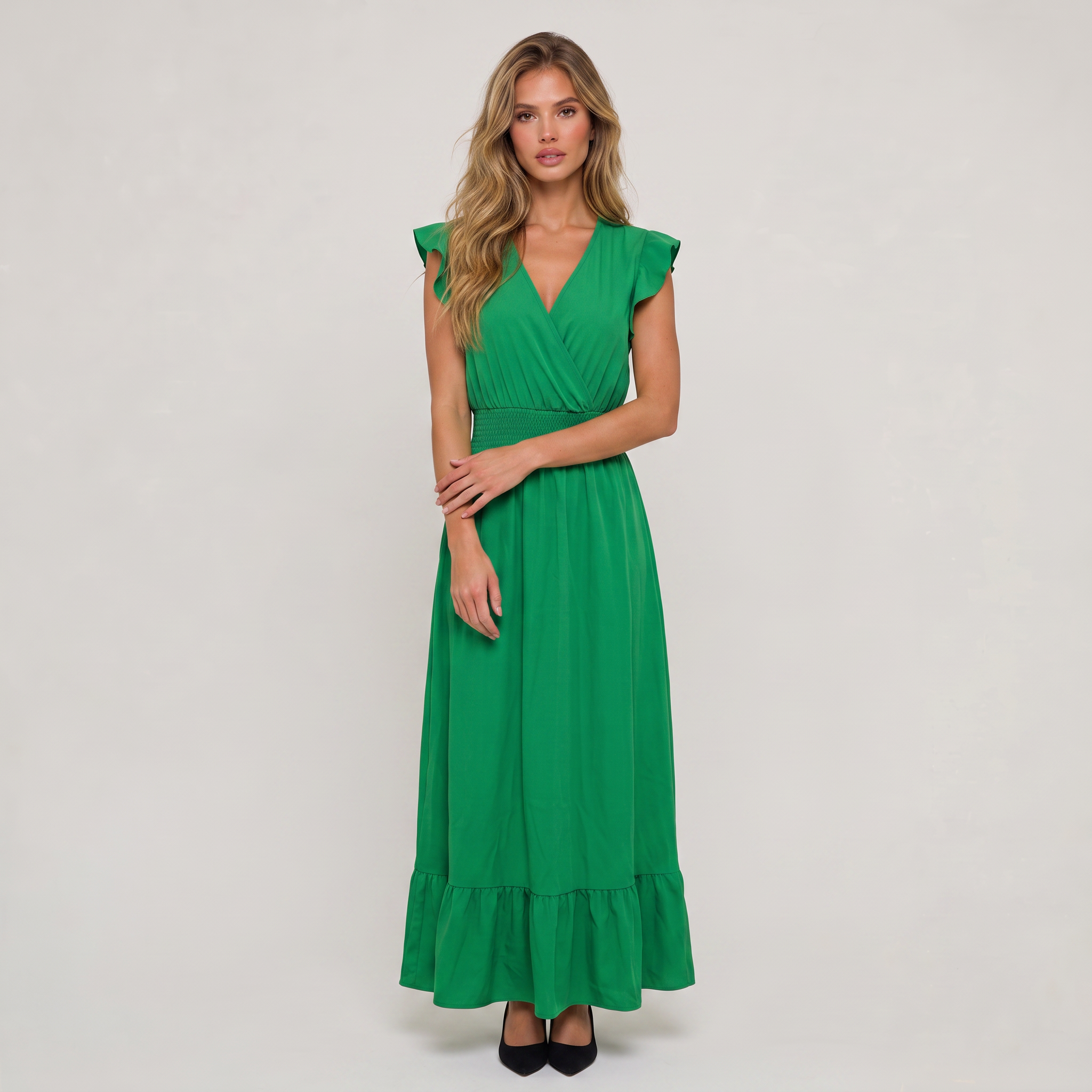Women’s Ruffle Sleeve Wrap Maxi Dress