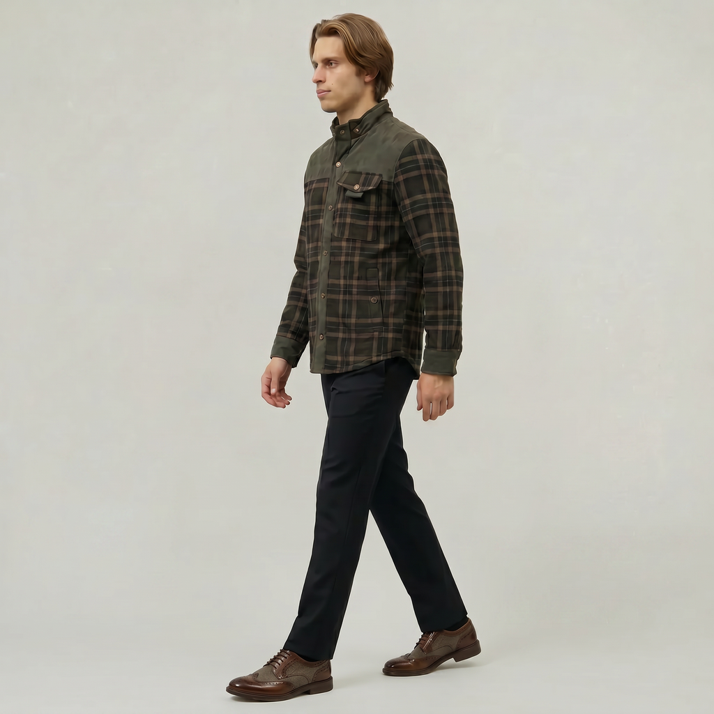 Men’s Plaid Shacket - Button Front Regular Fit