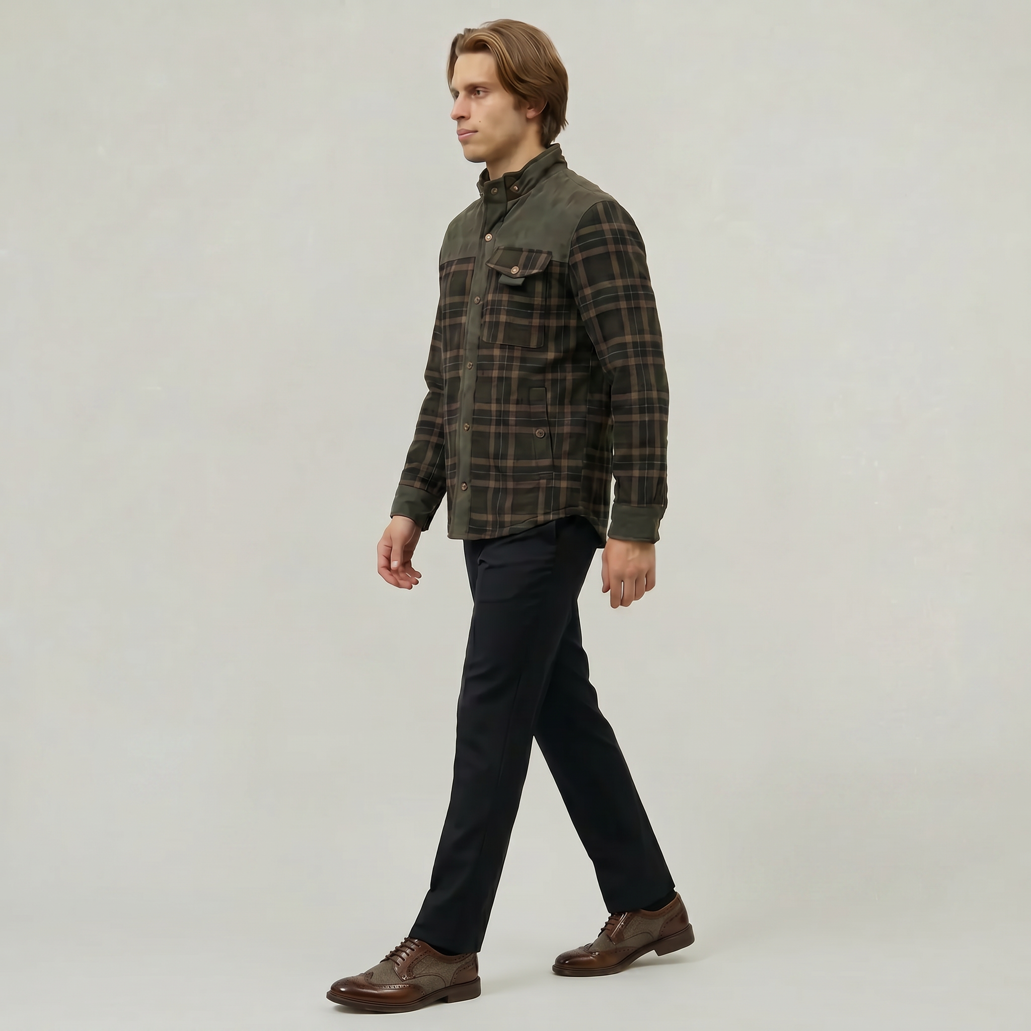 Men’s Plaid Shacket - Button Front Regular Fit