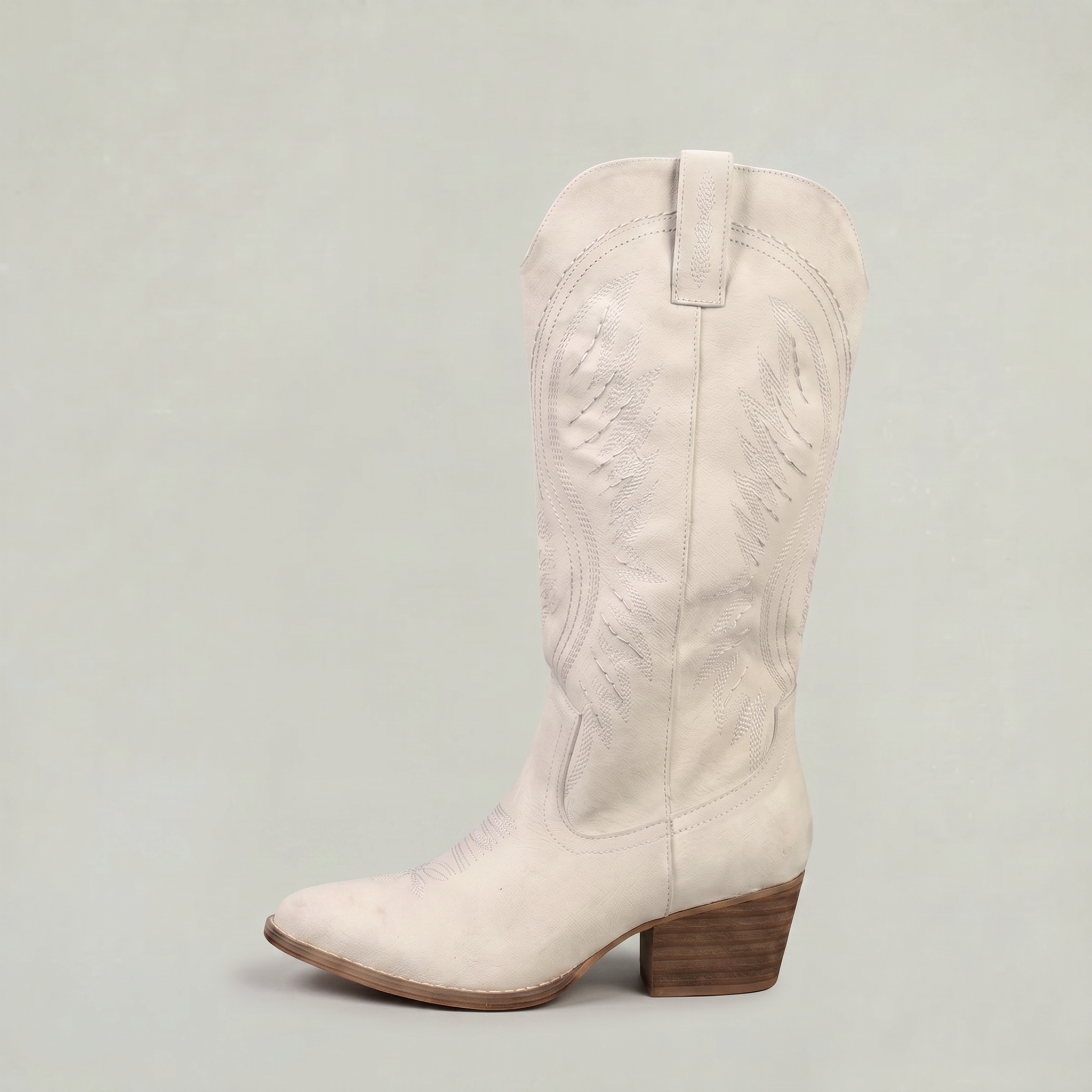 Women’s Western Knee High Boots - Embroidered Block Heel Fit