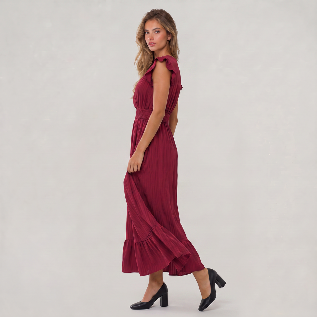 Women’s Ruffle Sleeve Wrap Maxi Dress