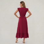 Women’s Ruffle Sleeve Wrap Maxi Dress