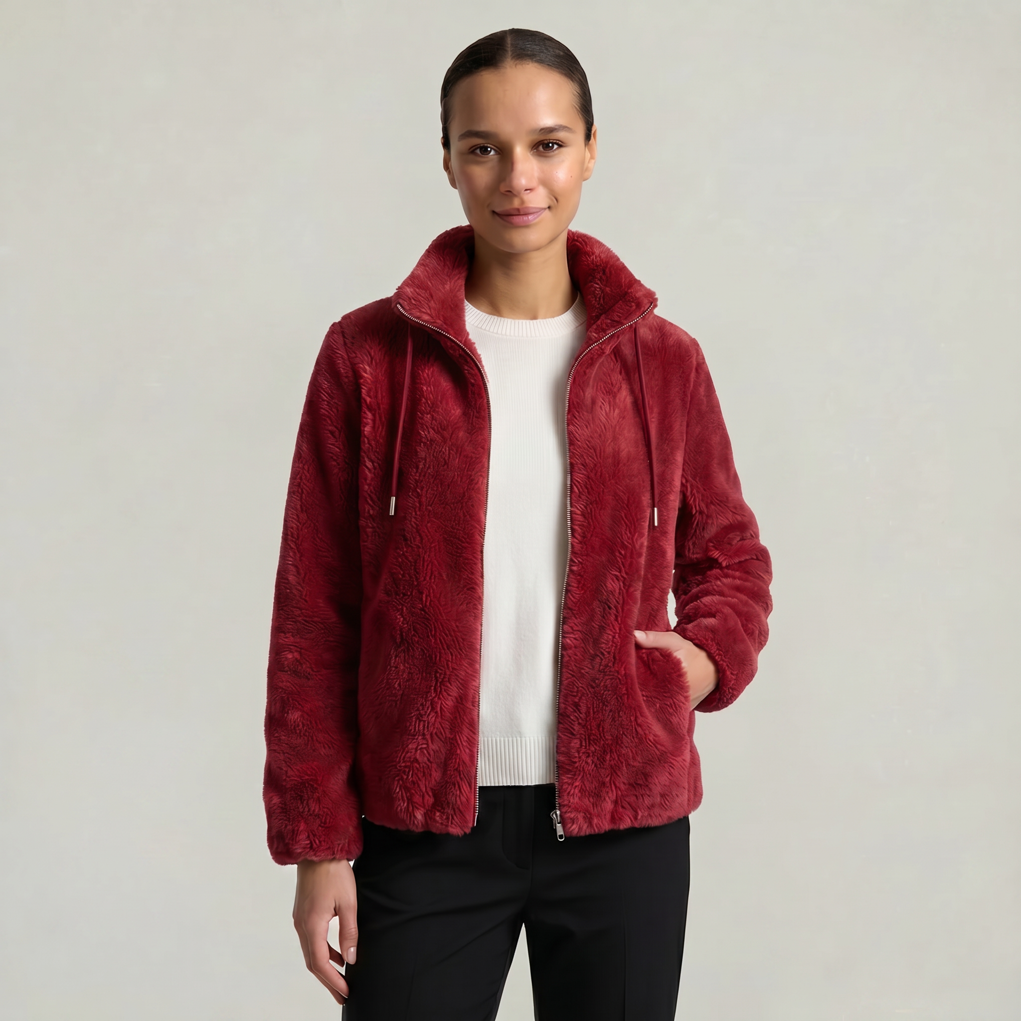 Women’s Stand-Up Collar Jacket - Zip Front Regular Fit