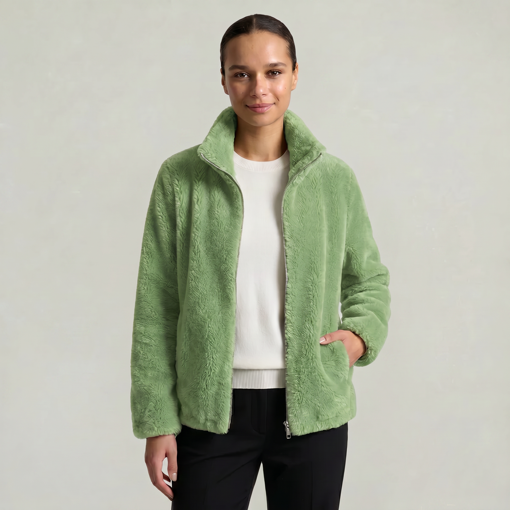 Women’s Stand-Up Collar Jacket - Zip Front Regular Fit