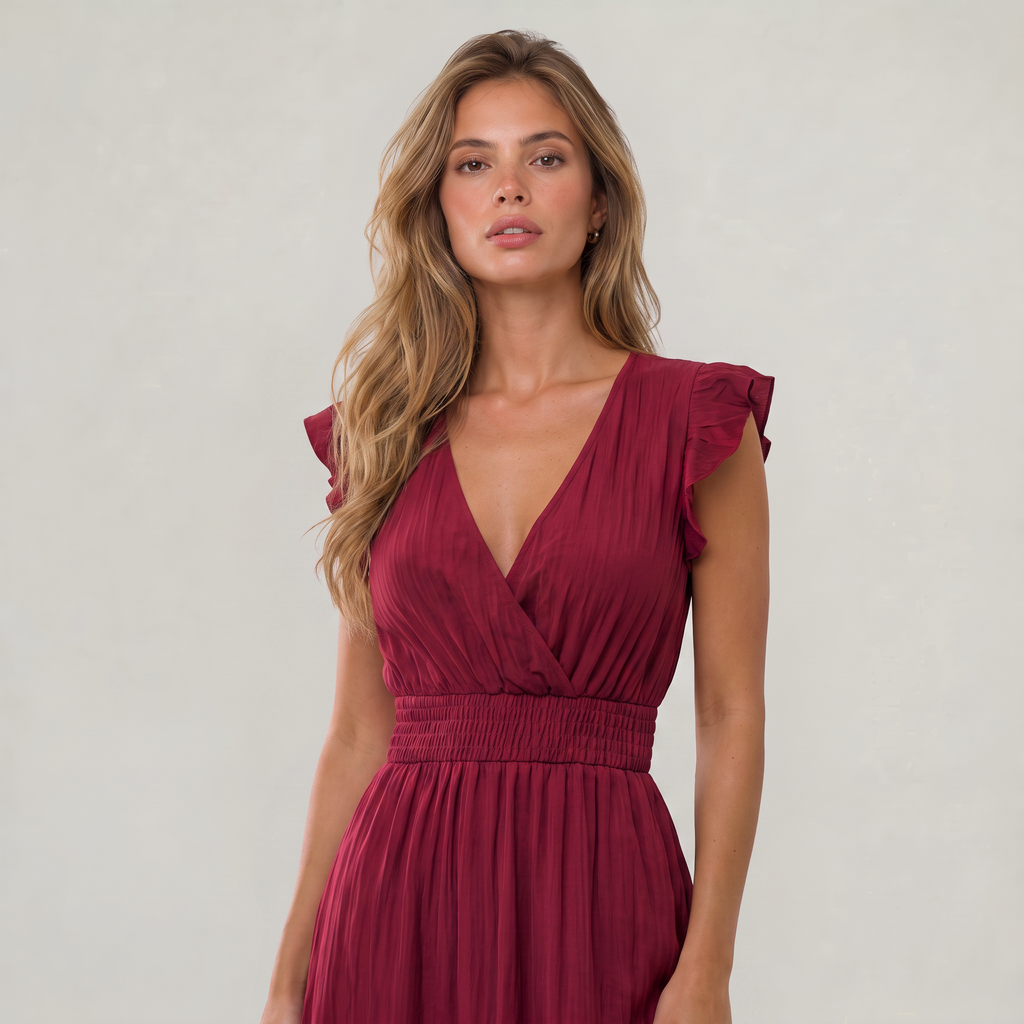 Women’s Ruffle Sleeve Wrap Maxi Dress
