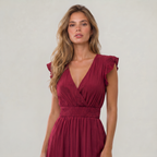 Women’s Ruffle Sleeve Wrap Maxi Dress