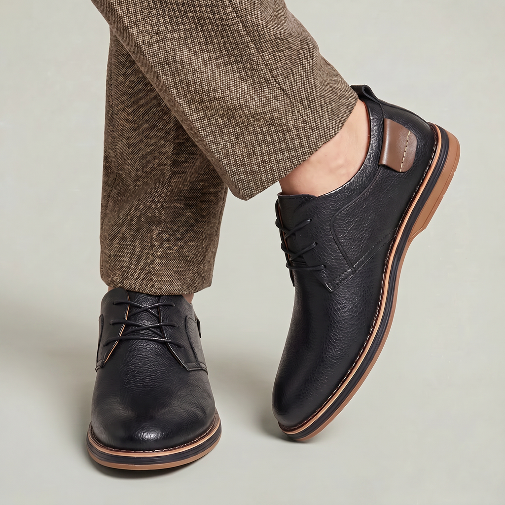 Men’s Lace-Up Textured Dress Shoes - Comfort Fit