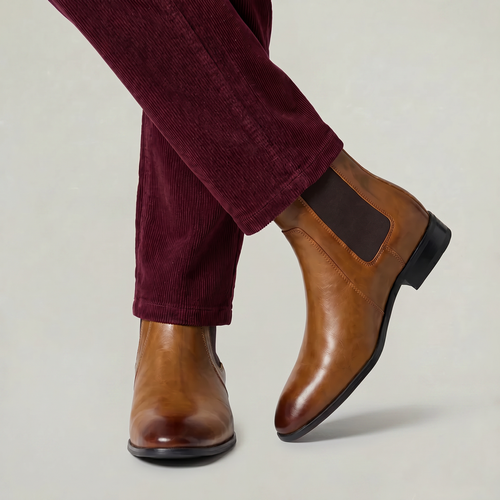 Men’s Chelsea Boots - Slip-On Leather Ankle Fit