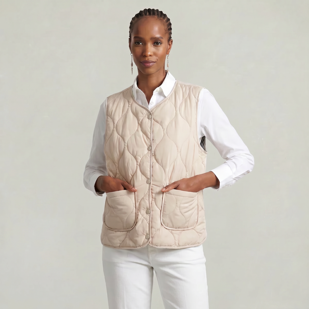 Women’s Quilted Vest - Sleeveless Button Waistcoat Loose Fit