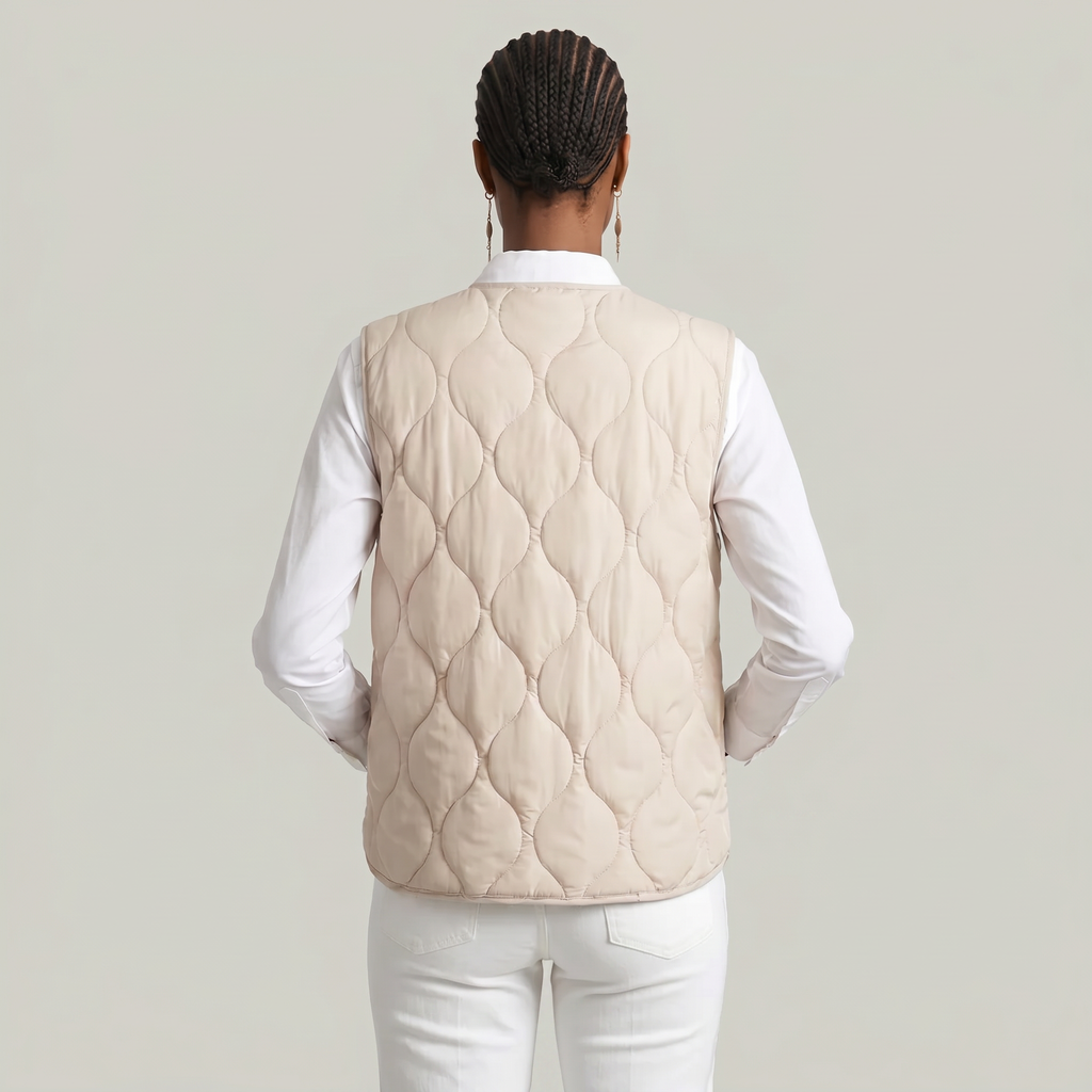 Women’s Quilted Vest - Sleeveless Button Waistcoat Loose Fit