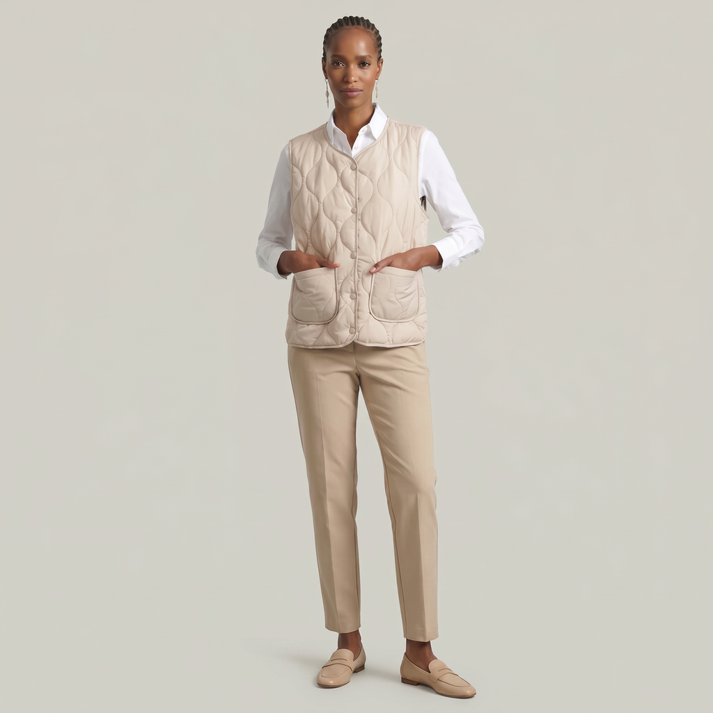Women’s Quilted Vest - Sleeveless Button Waistcoat Loose Fit