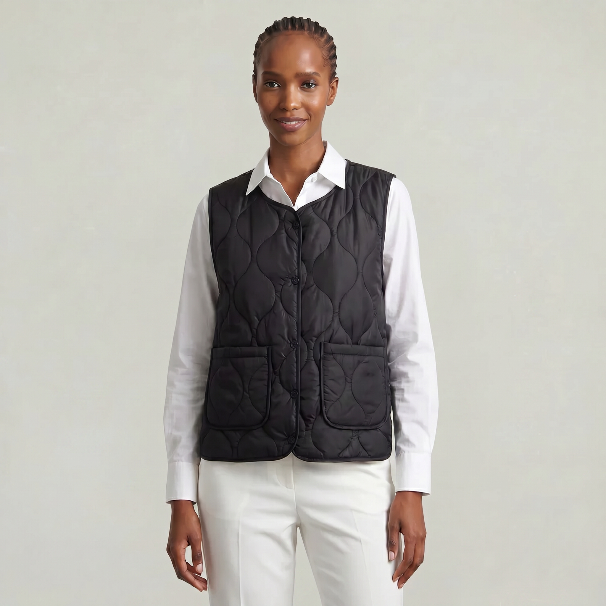 Women’s Quilted Vest - Sleeveless Button Waistcoat Loose Fit
