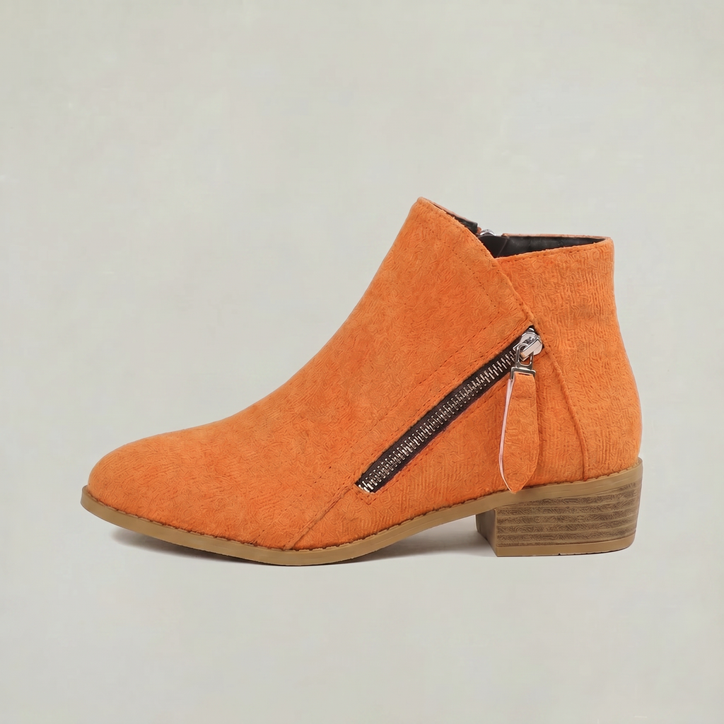 Women’s Retro Ankle Boots - Casual Zip Fashion Boots