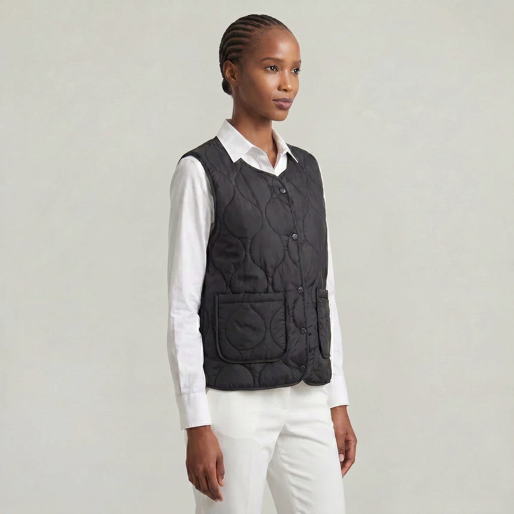 Women’s Quilted Vest - Sleeveless Button Waistcoat Loose Fit
