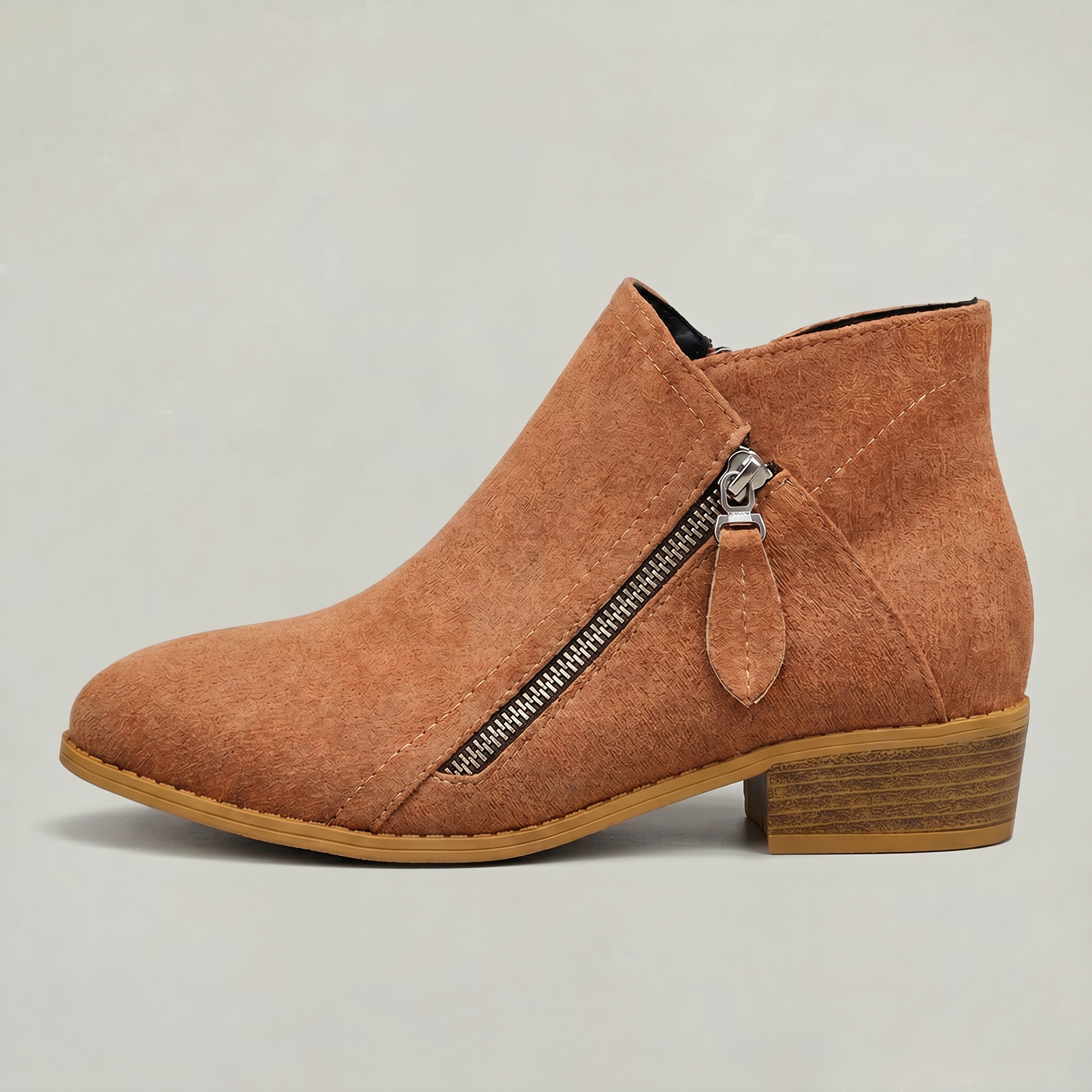 Women’s Retro Ankle Boots - Casual Zip Fashion Boots