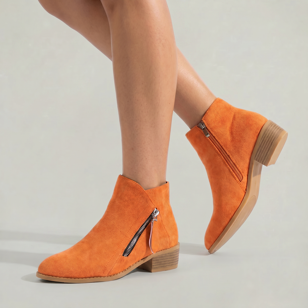 Women’s Retro Ankle Boots - Casual Zip Fashion Boots