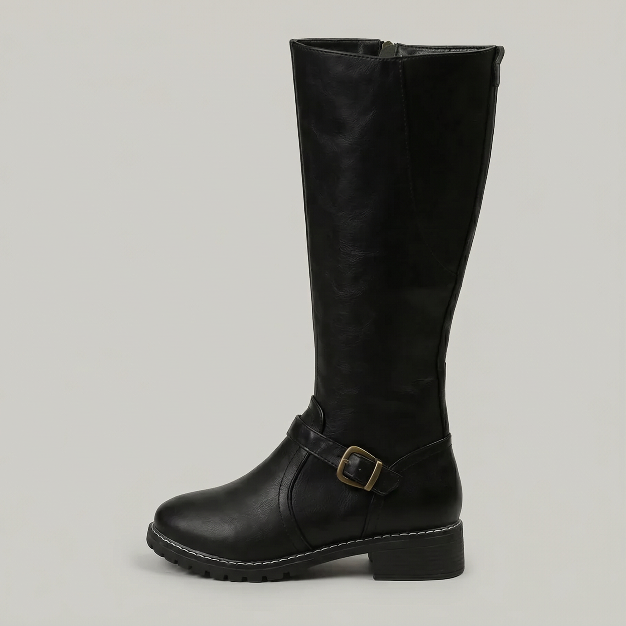 Women's Buckle Strap Leather Boots