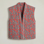 Women’s Quilted Floral Vest - Open Front Relaxed Fit