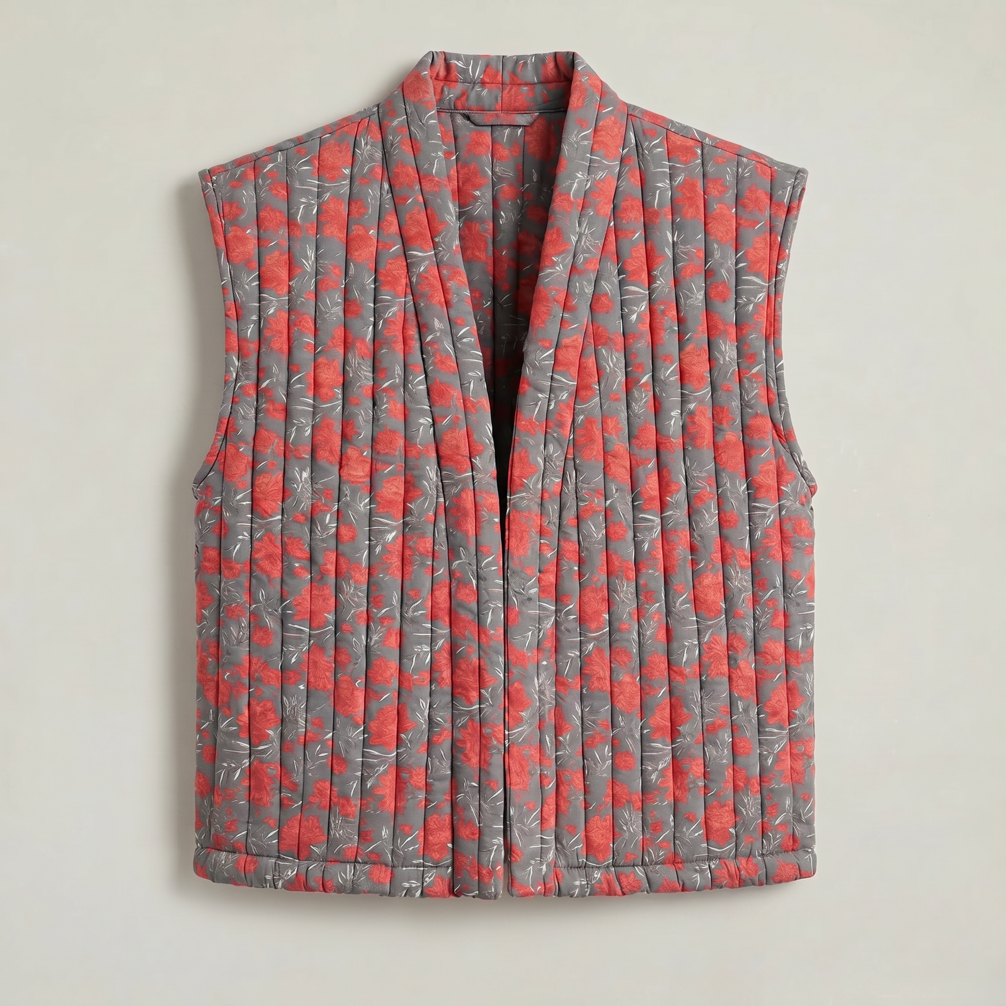 Women’s Quilted Floral Vest - Open Front Relaxed Fit