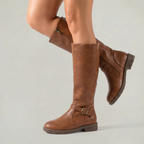 Women's Buckle Strap Leather Boots