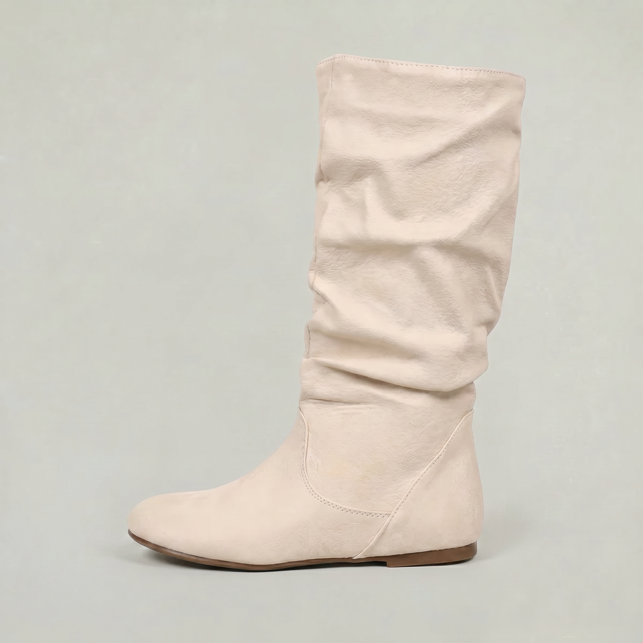 Women’s Mid-Calf Flat Boots - Pull-On Round Toe Flat Heel Fit