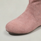 Women’s Mid-Calf Flat Boots - Pull-On Round Toe Flat Heel Fit