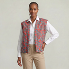 Women’s Quilted Floral Vest - Open Front Relaxed Fit