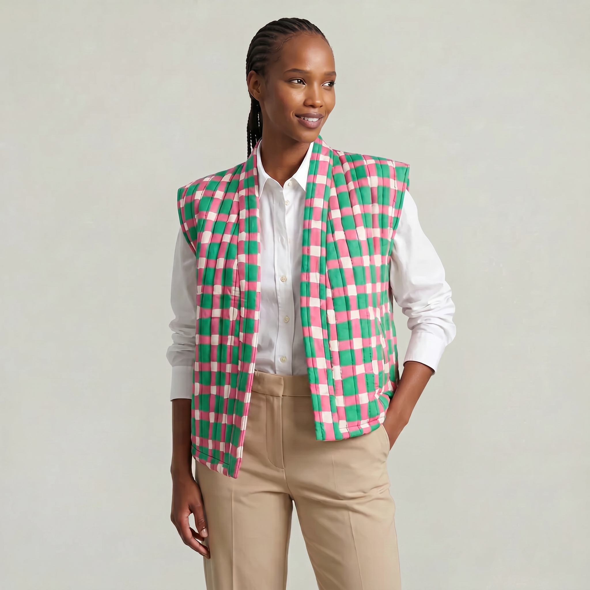 Women’s Quilted Floral Vest - Open Front Relaxed Fit