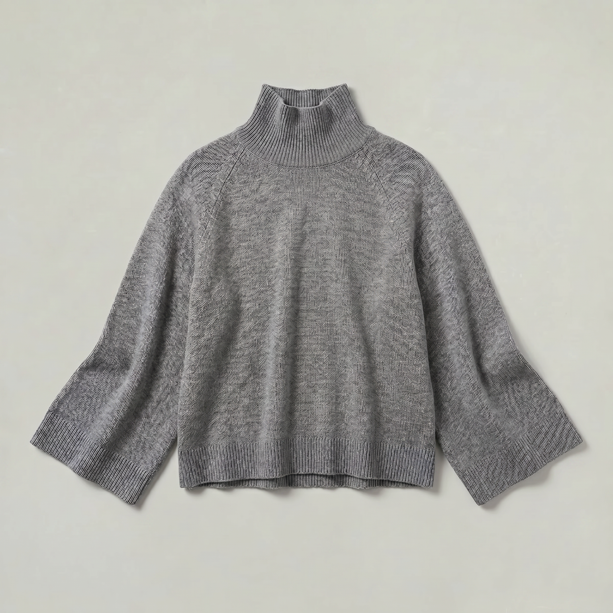 Women’s Turtleneck Sweater - Flared Sleeve Loose Fit Pullover