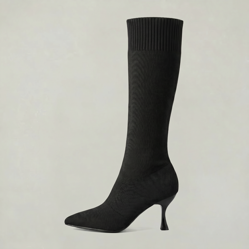Women’s Knit Sock Tall Boots - Pointed Toe Knee High Fit