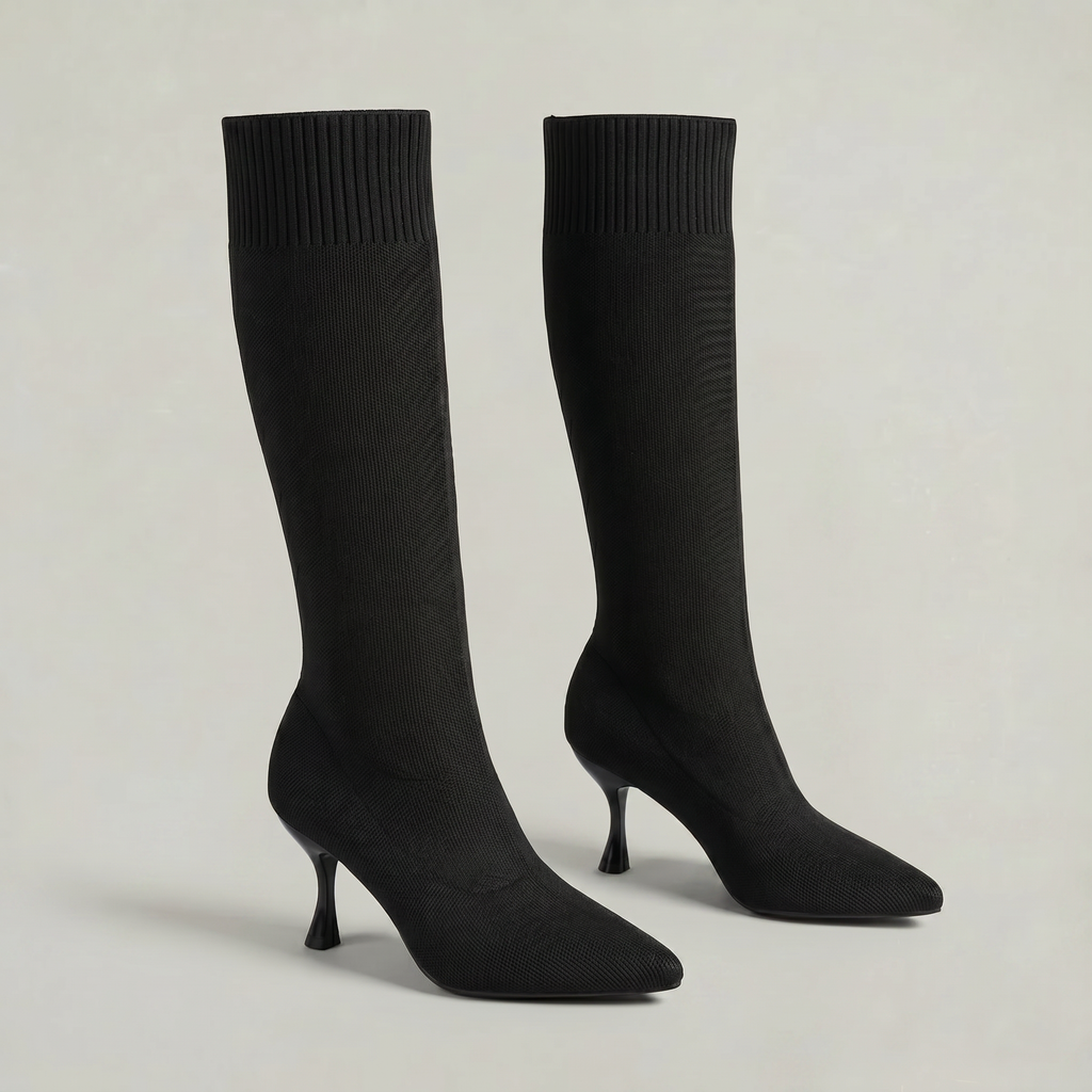 Women’s Knit Sock Tall Boots - Pointed Toe Knee High Fit