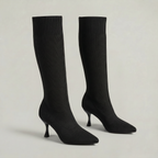 Women’s Knit Sock Tall Boots - Pointed Toe Knee High Fit