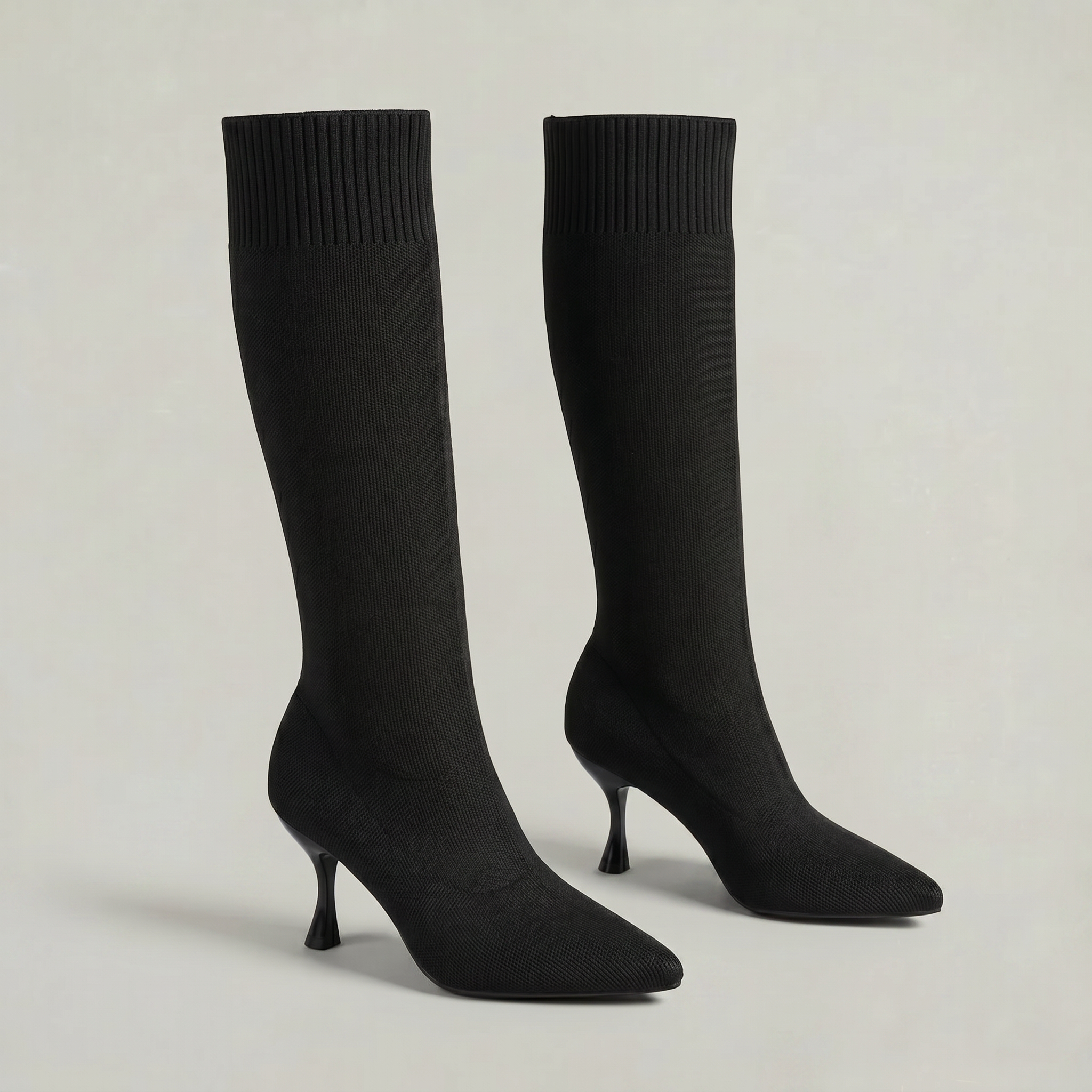 Women’s Knit Sock Tall Boots - Pointed Toe Knee High Fit